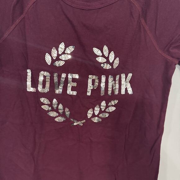 2 Piece LOT Women’s Size XS Love Pink Sequin Tee Shirt & Gray Pull On Shorts - Picture 4 of 12